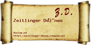 Zeitlinger Dénes névjegykártya